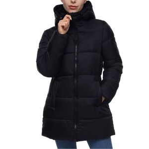 Rokka&Rolla Women’s Long Coat Puffer Jacket Black Small
